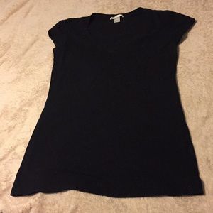 Black short sleeve V Neck women’s shirt